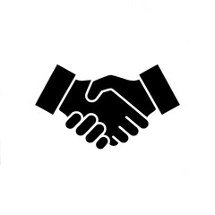Black vector icon, logo, symbol silhouette handshake of two hands on transparent background. Symbolizes cooperation and trust, making a deal or agreement. 