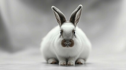 Obraz premium Black and white rabbit isolated on transparent background