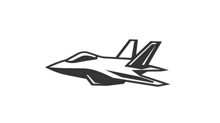 Simple line art illustration of a modern fighter jet in a side view