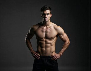 Fototapeta premium Muscular Male Fitness Model | Professional Studio Sports Portrait