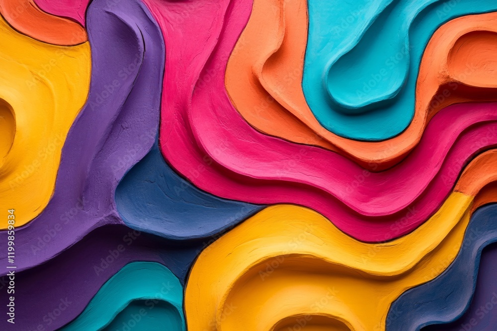Poster colorful wavy stripes form a playful and vibrant abstract background, perfect for adding a touch of 