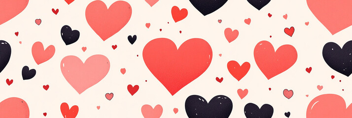A plain background with pattern of hearts and flowers design for wrapping paper made with generative AI