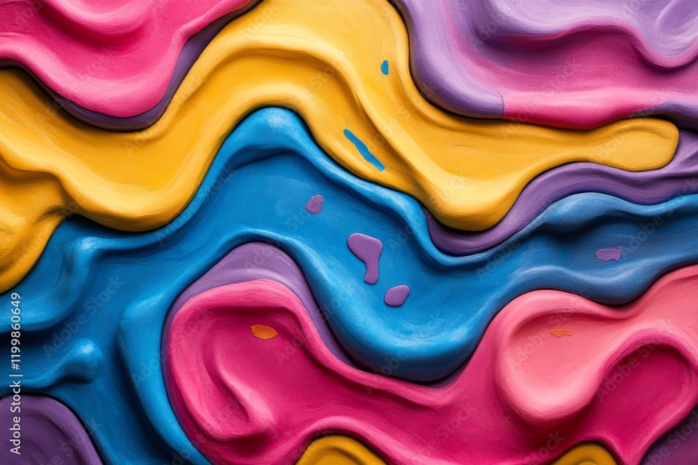 Poster wavy stripes of different colors create a playful and vibrant abstract background, perfect for addin