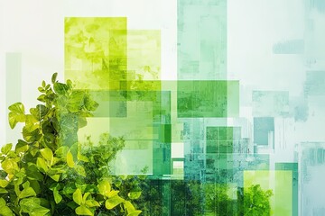 Abstract green nature and city blend