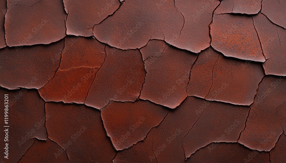 Poster deep red cracked surface showcases weathering, creating an interesting and rustic look