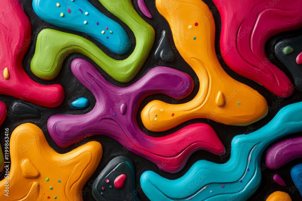 Poster vibrant, undulating shapes in a variety of colors create a dynamic and captivating abstract backgrou