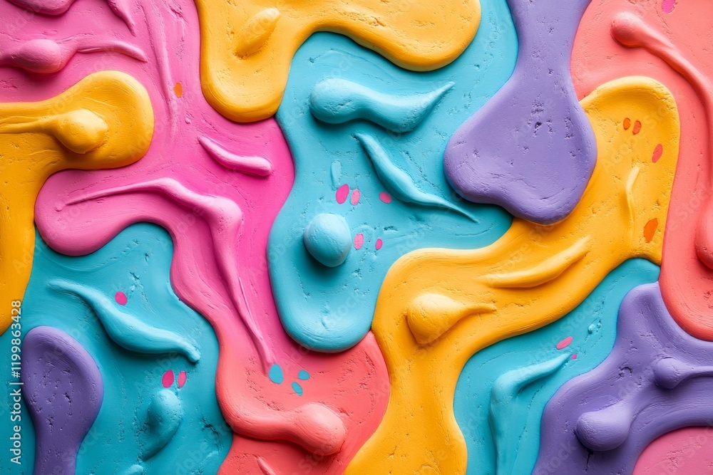 Poster abstract background showing wavy shapes and colorful blobs of modeling clay