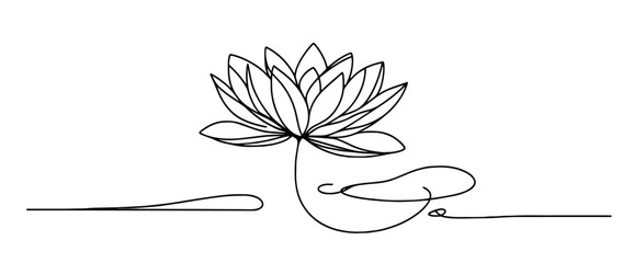 minimalistic lotus flower illustration in elegant single line art style