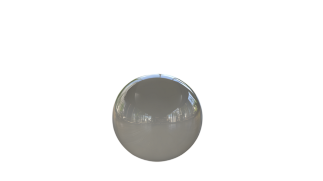 A realistic 3D model of a transparent glass orb with inner light refractions displayed centrally on a transparent background 