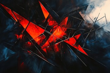 Naklejka premium Abstract red and black geometric art
