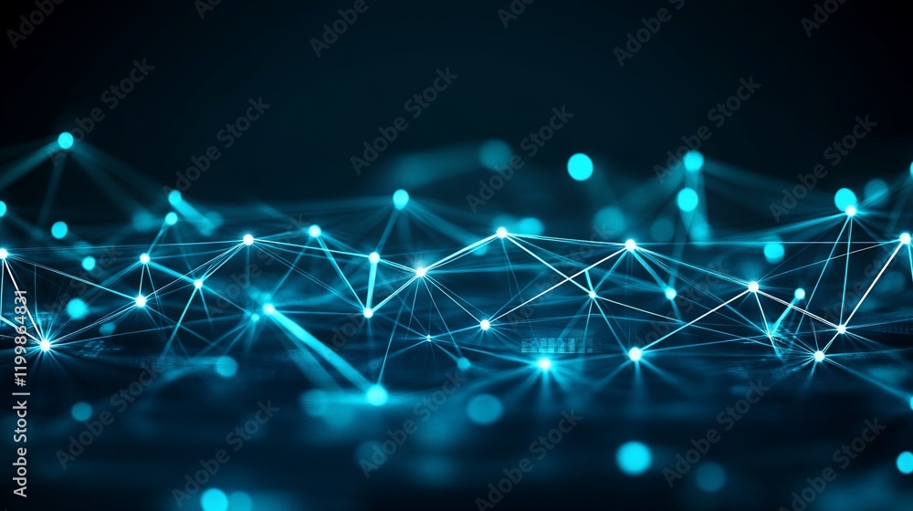 Poster abstract network connections: digital landscape of interconnected nodes