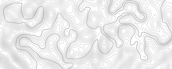 Abstract background wavy topographic line map. Contour geography map grid abstract backdrop. Seamless pattern and banner design. Modern and dynamic feel to topographic mapping vector illustration.