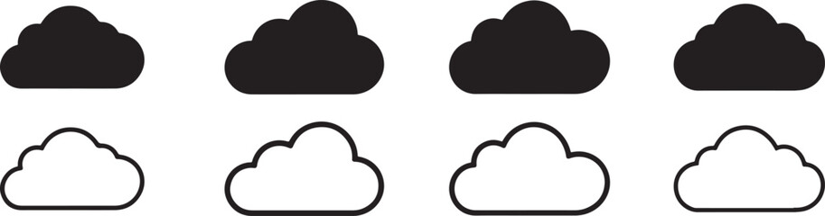Cloud icon set vector on white background