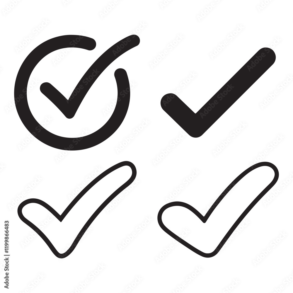 Poster check mark icon set vector on white background