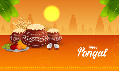 Happy Pongal festival of Tamil Nadu India background