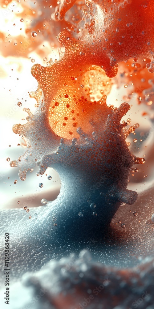 Poster abstract macro close-up of swirling iridescent bubbly fluid forms. ideal for showcasing futuristic t