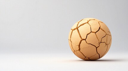 Fototapeta premium The cracked earth set against a light background, symbolizing fragility and drought.