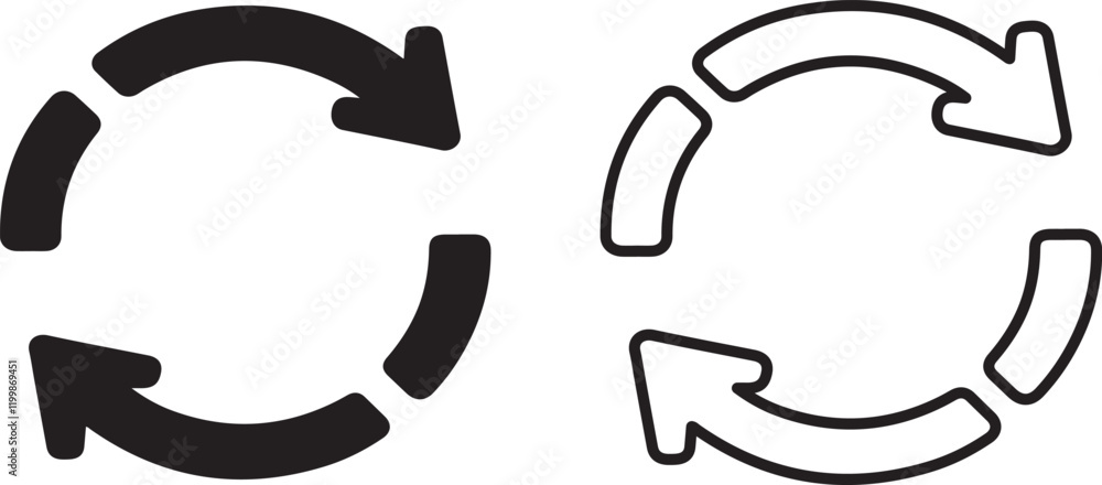Poster circle arrow icon set. symbol of reload, refresh, loading, recycle and repeat. interconnecting round