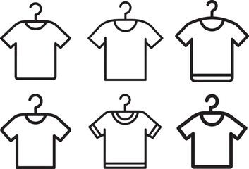 Tshirt with hanger line art outline icon set vector art