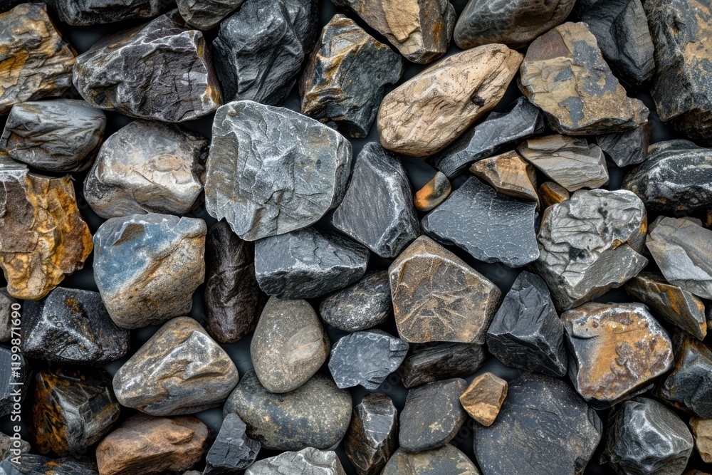 Poster seamless texture of crushed stone in various colors, creating an interesting background for design p