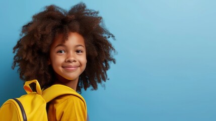 Portrait of beautiful little student girl wearing backpack ready to school 
