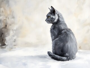 Gray cat sitting