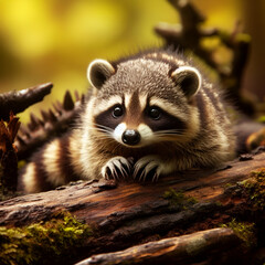 close up of a raccoon
