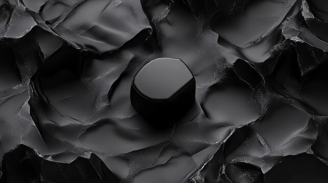 Black plastic chip mockup in a non-gravitational environment, representing a luxurious and exclusive product or concept. 