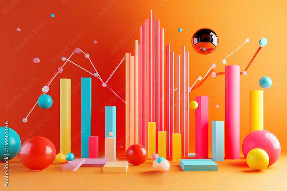 Poster abstract 3d graphic representing growth and data.