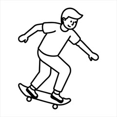Obraz premium A student skateboarding line art vector illustration