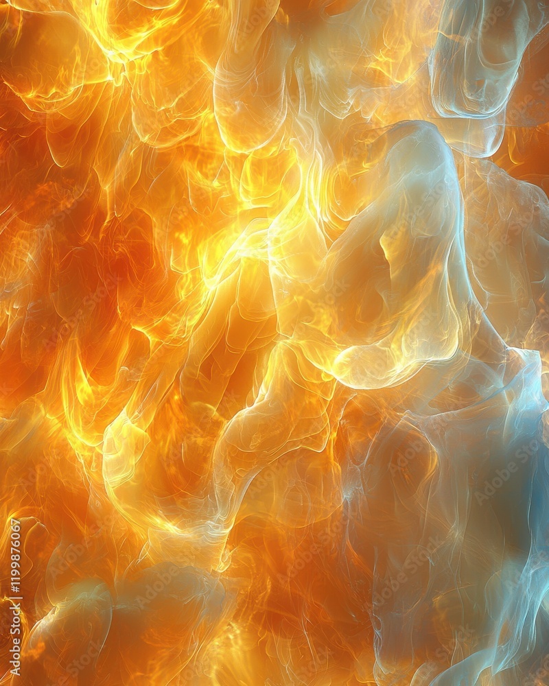 Poster dynamic flame reflections and textures abstract digital art vibrant background high-resolution detai