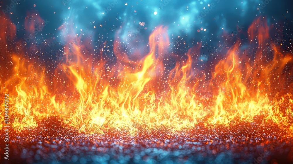 Poster dynamic fire closeup abstract high-resolution textures vibrant environment dramatic viewpoint visual