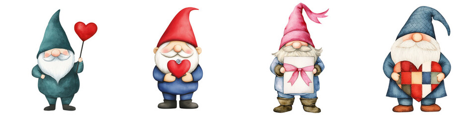 Valentine gnomes decorate for love charming scenes home illustrations whimsical close-up festive spirit