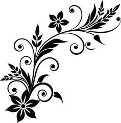  Floral corner ornament with leaves and abstract illustration