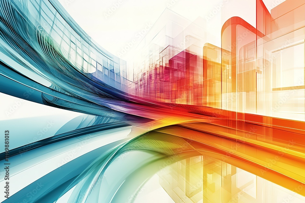 Poster abstract colorful shapes and lines design