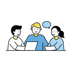 roup discussion with laptop vector design