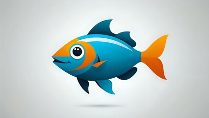 Adorable cartoon fish, vibrant blue and orange, playful design, perfect for children's books, websites, or branding.