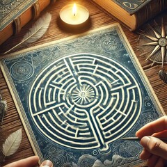 Labyrinth Journey A spiritual labyrinth representing a journey o