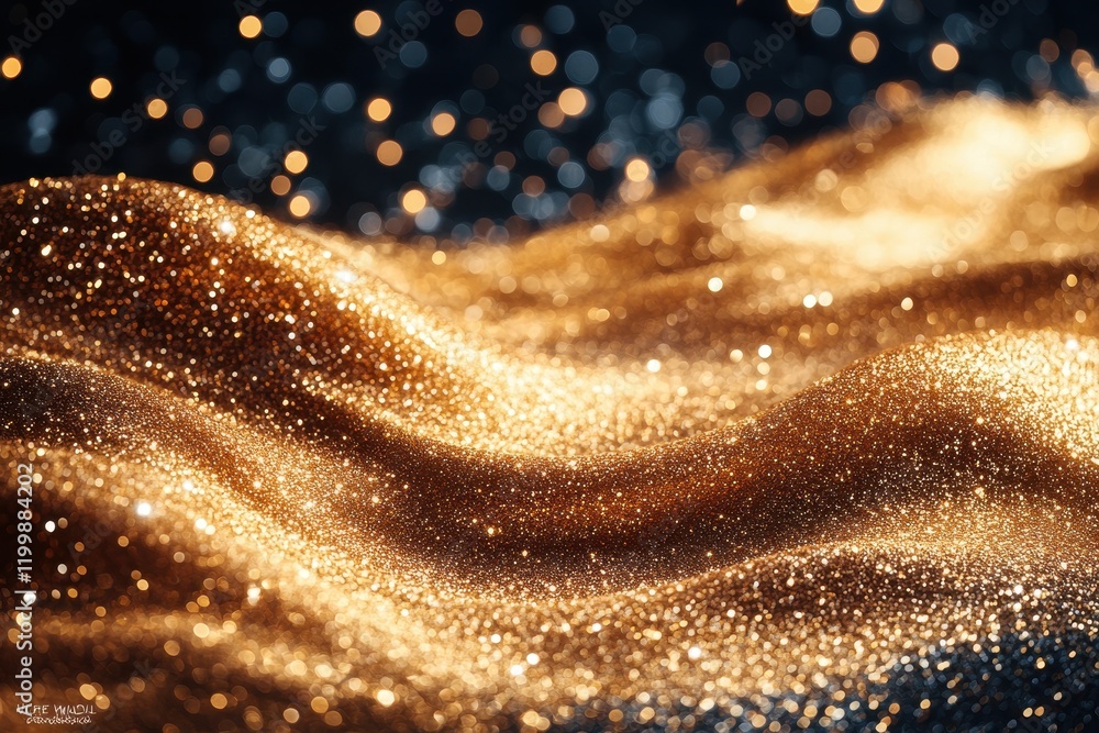 Aufkleber glimmering golden waves create a mesmerizing display of light and texture in an abstract composition
