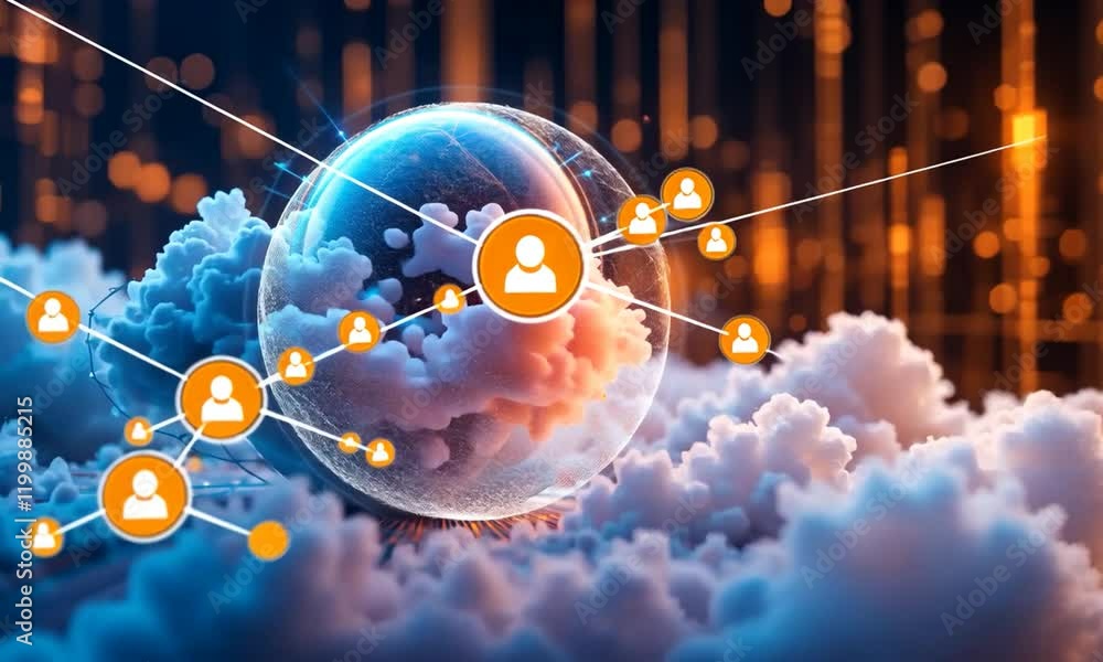 Aufkleber cloud computing technology concept data transfer photorealistic background