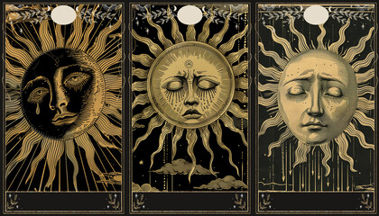 vintage vintage style deck of tarot cards. magical predictions of the future, mysterious characters.