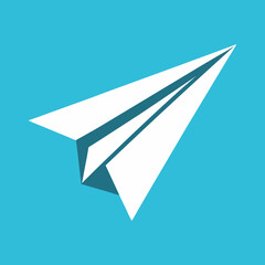 paper plane on blue background