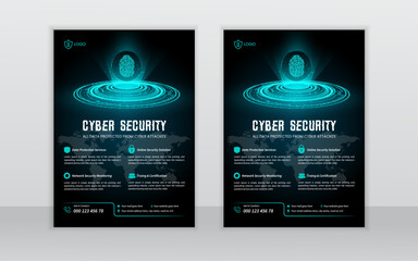 cyber security flyer design layout template,
