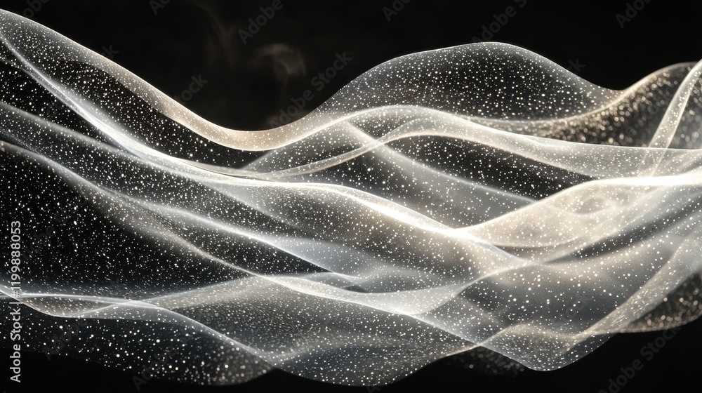 Poster ethereal waves of light and particles creating a dreamlike abstract scene