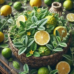 Lemon Verbena Light green with yellow flecks citrusy fresh and h
