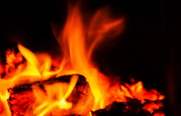 Fire flames in the stove