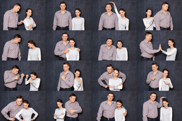 Concept of a young couple's relationship. A young couple of a guy and a girl maintains their...