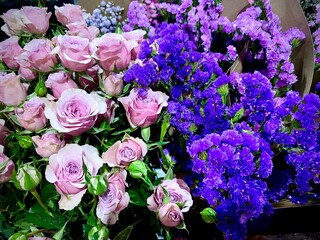 Pink bouquet on Valentine's Day.