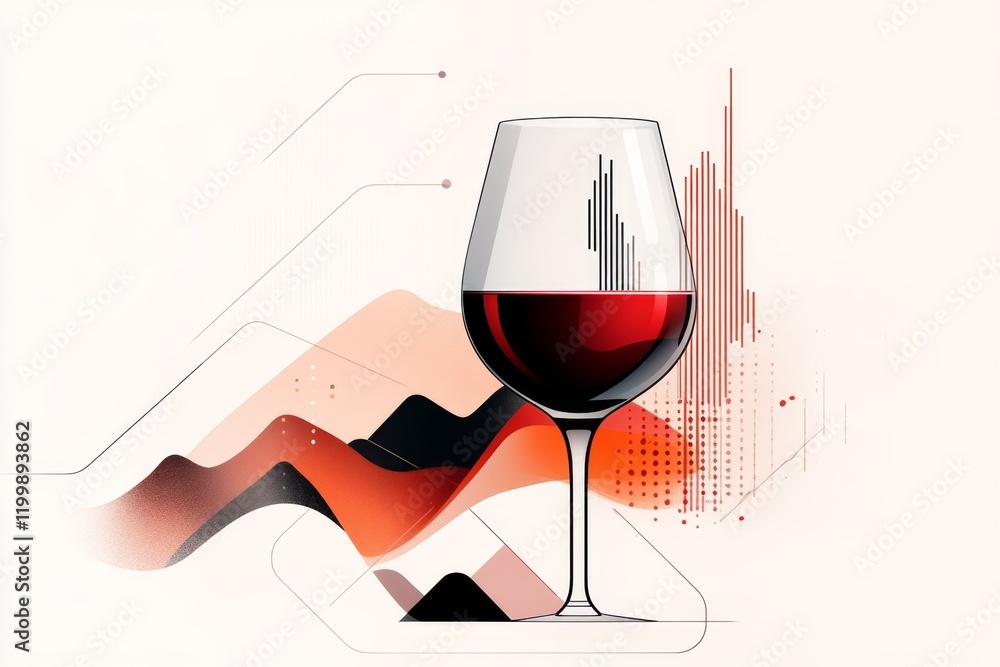 Aufkleber a simple icon of a wine glass filled with red wine, drawn in flat, clean shapes with a soft gradient