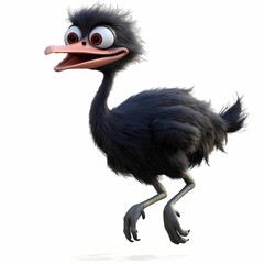 Emu, a charming 3D cartoon illustration on a clean white background.  